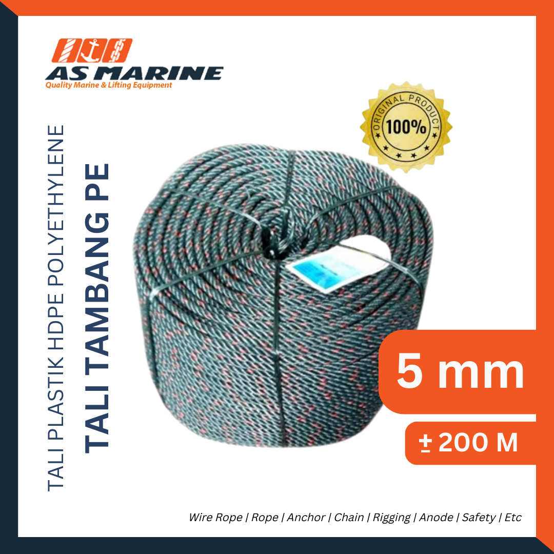 Produk Tali Tambang PE / Tali Plastik HDPE Polyethylene 5 mm